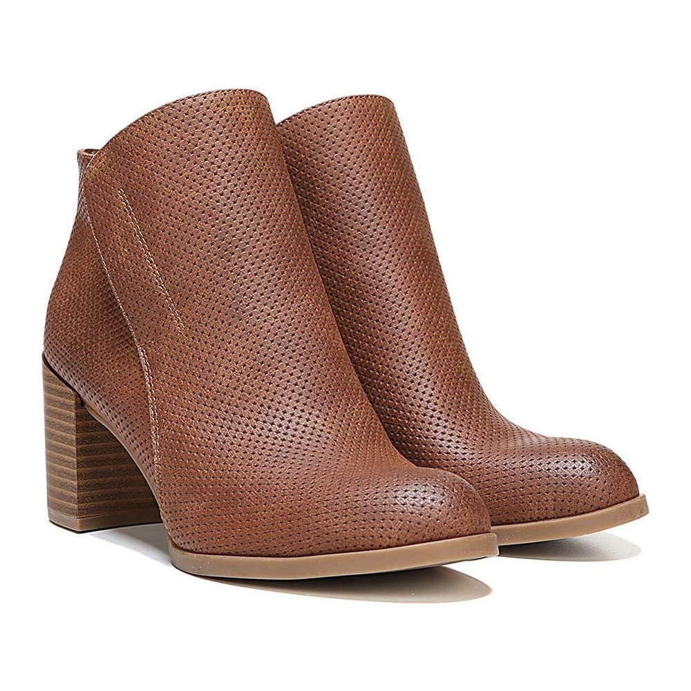 NEW in Box Naturalizer Holt Almond Toe Perforated Faux Leather Booties Brandy